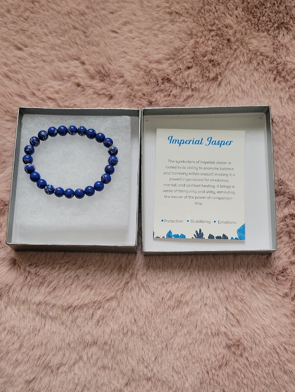 Imperial Jasper Blue Beaded Stretch Bracelet